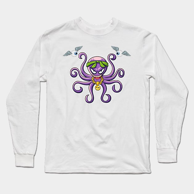 Giant octopus monster Long Sleeve T-Shirt by MeKong